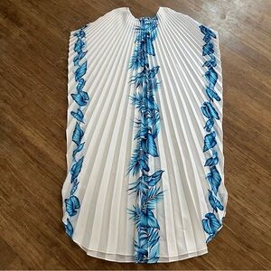 70S Vintage Resort Line Hawaii pleated tropical floral maxi batwing cover-up OS